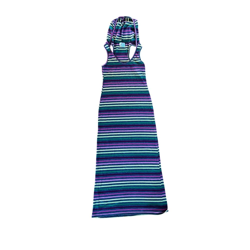 Chesley Striped Racerback Hooded Maxi Dress | M